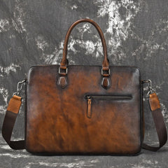 Vintage Leather Men's Briefcase 14inch Laptop Bag Handbag Work Bag For Men - imessengerbags