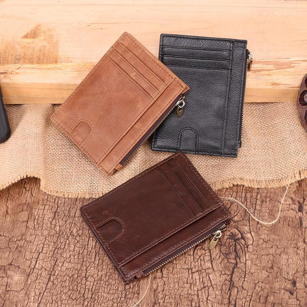 RFID Leather Mens Small Wallet Cardholder Wallet Front Pocket Wallets for Men - imessengerbags