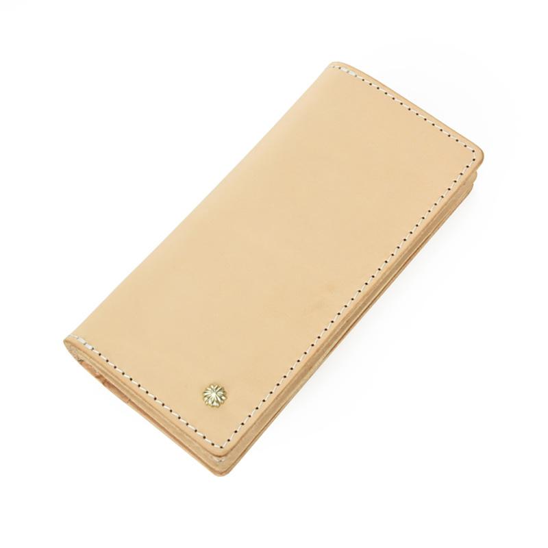Handmade Studded Mens Light Beige Leather Long Wallets Cool Bifold Long Wallet for Men - imessengerbags