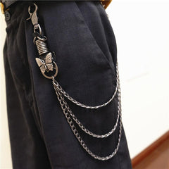 Badass Mens Metal Three Layer Butterfly Key Chain Pants Chain Wallet Chain For Men - imessengerbags