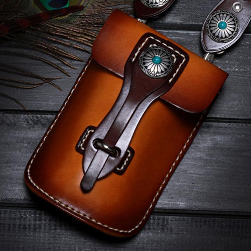 Leather Belt Pouch Mens Small Cases Waist Bag Hip Pack Belt Bag Fanny Pack Bumbag for Men - imessengerbags
