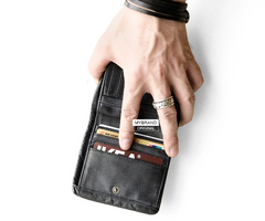 Genuine Leather Mens Cool billfold Leather Wallet Men Small Wallets Bifold for Men - imessengerbags