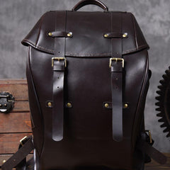 Handmade Leather Mens Cool Backpack Sling Bag Large Black Travel Bag Hiking Bag for men - imessengerbags