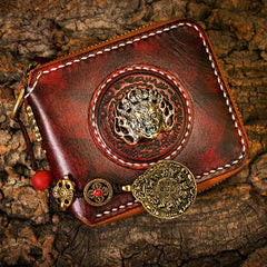 Handmade Leather Mens Chain Biker Wallet Cool Leather Wallet Small Wallets for Men - imessengerbags