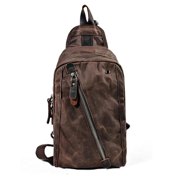 Cool Waxed Canvas Mens  Chest Bag Sling Bag One Shoulder Packs for men - imessengerbags