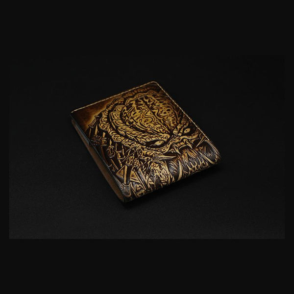 Handmade Leather Tooled Predator Mens billfold Wallet Cool Leather Wallet Slim Wallet for Men - imessengerbags