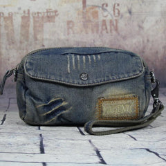 Blue Denim Mens Casual Small Messenger Bags Jean Clutch Bag Courier Bag For Men - imessengerbags