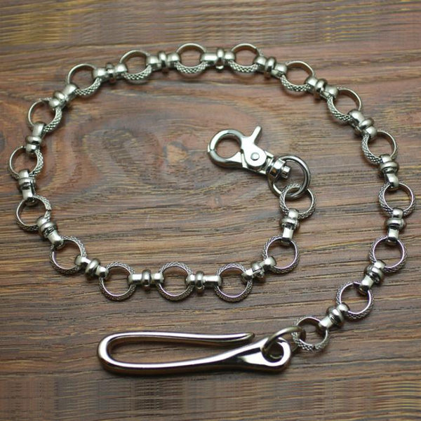 Cool Men's Handmade Silver Stainless Steel Pants Chain Biker Wallet Chain For Men - imessengerbags