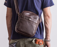 Genuine Leather Mens Cool Messenger Bag Sling Bag Chest Bag Bike Bag Cycling Bag for men - imessengerbags