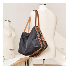 Fashion Mens Black Nylon Leather Large Handbag Tote Bag Messenger Bag Travel Bag for Men - imessengerbags