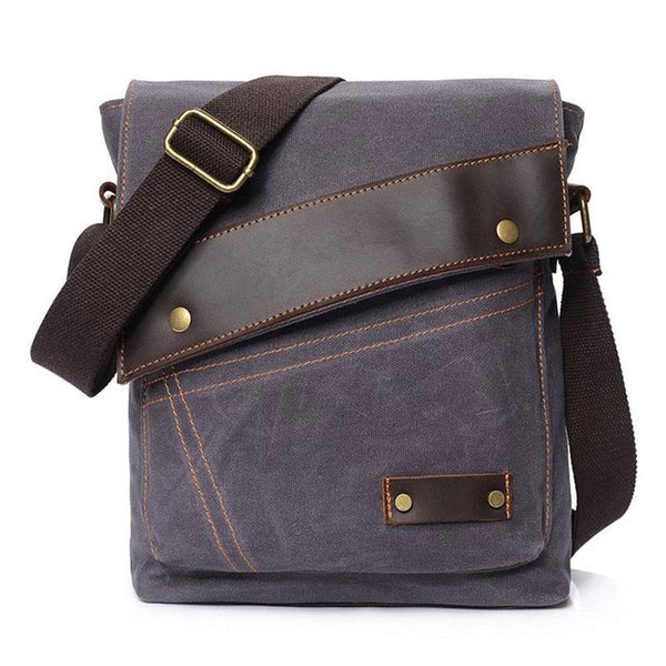 Mens Waxed Canvas Small Side Bag Messenger Bag Canvas Courier Bag for Men - imessengerbags