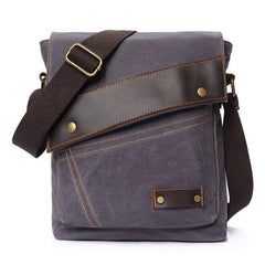 Mens Waxed Canvas Small Side Bag Messenger Bag Canvas Courier Bag for Men - imessengerbags