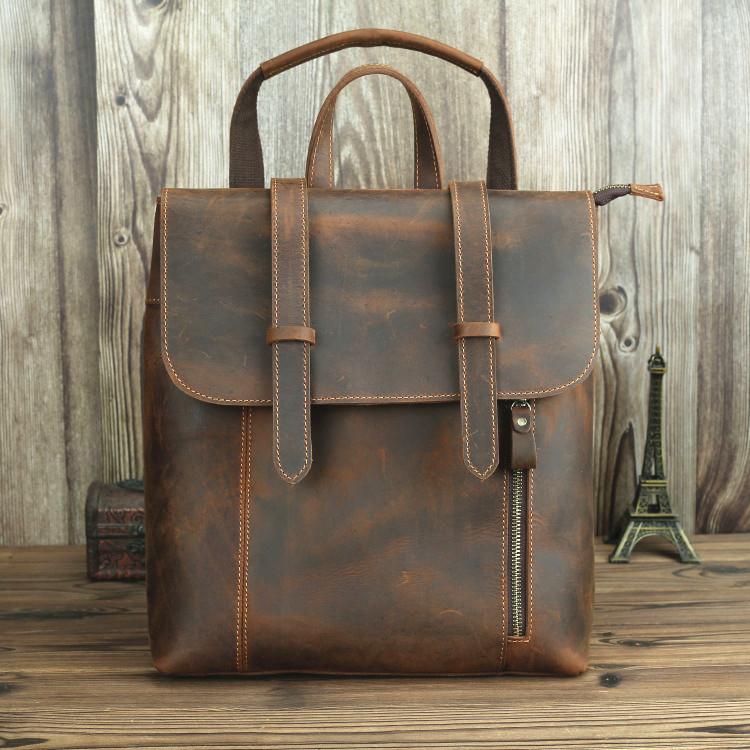 bad ass leather backpacks Badass Brown Leather Men's 12 inches Side Courier Bag Bag Computer Backpack School Backpack For Men