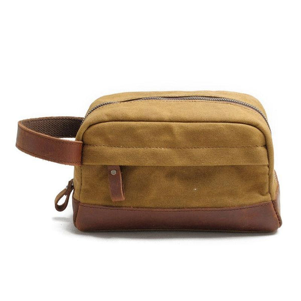 Cool Waxed Canvas Leather Mens Wristlet Bag Vintage Clutch Zipper Bag for Men - imessengerbags