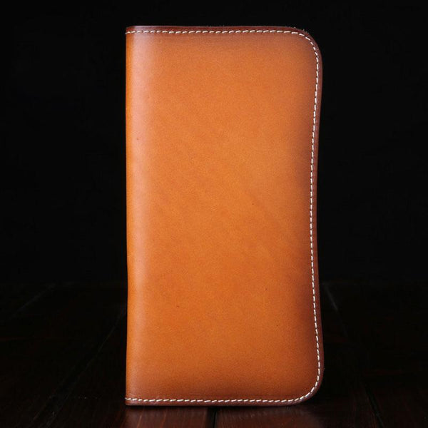 Handmade Leather Mens Clutch Wallet Cool Leather Wallet Long Phone Wallets for Men - imessengerbags