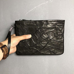 Genuine Leather Mens Clutch Cool Slim Wallet Zipper Clutch Wristlet Wallet for Men - imessengerbags