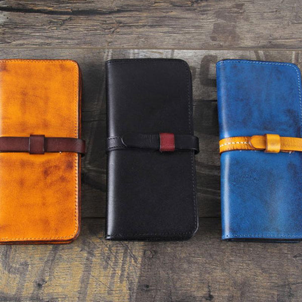 Handmade Leather Mens Cool Wallet Long Leather Wallet Phone Wallet for Men - imessengerbags