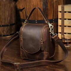 Dark Brown Leather Mens Small SLR Camera Bag Shoulder Bag Messenger Bag For Men - imessengerbags