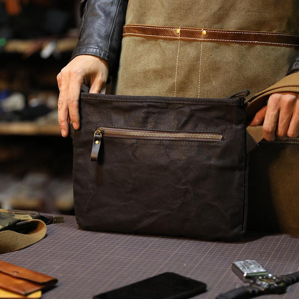 Camouflage Canvas Mens Small Courier Bag Messenger Bag Black Postman Bag For Men - imessengerbags