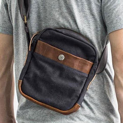 Canvas Leather Mens Cool Messenger Bag Sling Bag Chest Bag Bike Bag Cycling Bag for men - imessengerbags
