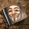 Handmade Leather V for Vendetta Tooled Mens billfold Wallet Cool Leather Wallet Slim Wallet for Men - imessengerbags