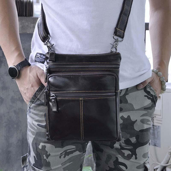 Mens Leather Small Side Bag Messenger Bag Courier bag for Men - imessengerbags
