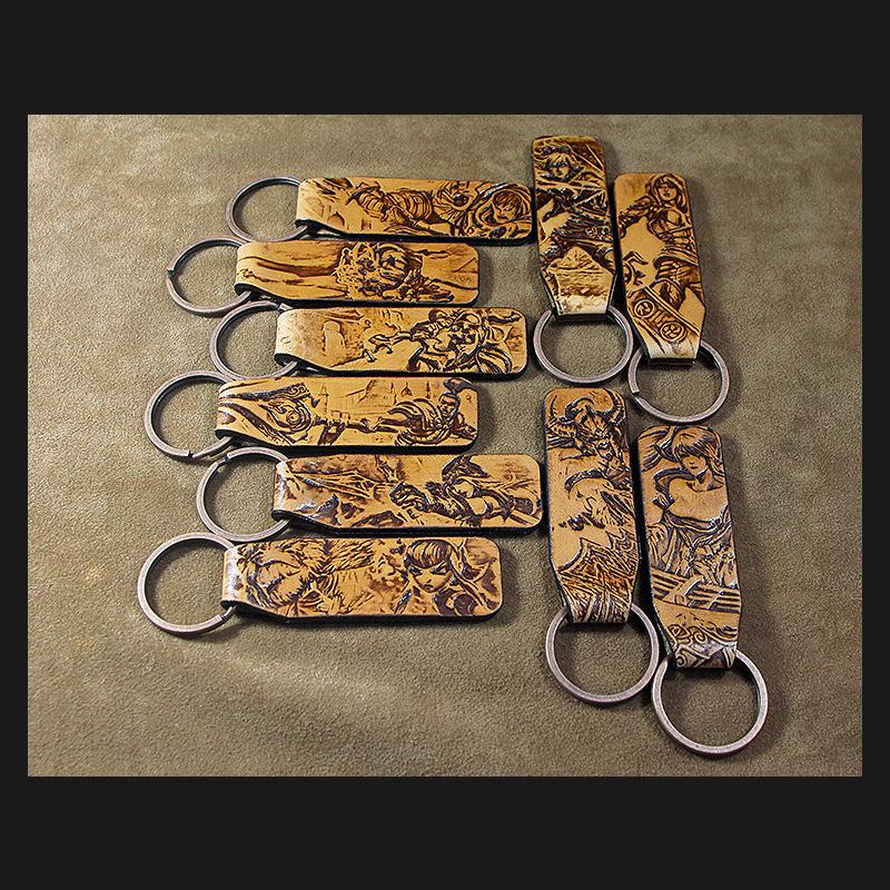 Handmade Leather Tooled League of Legends LOL KeyChain Key Ring Mens Cool Car Key Wallet Wallet Car for Men - imessengerbags