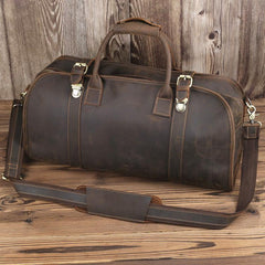 Vintage Leather Mens Dark Brown Large Weekender Bag Vintage Cool Travel Bag Duffle Bag for Men - imessengerbags