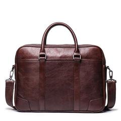 Vintage Brown Leather Men's Professional Briefcase 15‘’ Laptop Briefcase Work Handbag For Men - imessengerbags
