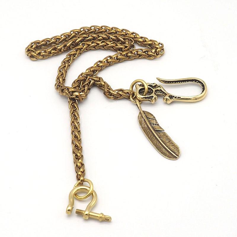 Cool Brass Skull 18'' Biker Wallet Chain Pants Chain Key Chain For Men - imessengerbags