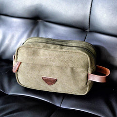 Cool Canvas Leather Mens Black Clutch Bag Mini Green Phone Bag Wristlet Bag For Men - imessengerbags