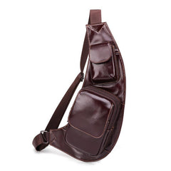 Oiled Leather Brown Men's Chest Bag Sling Bag One Shoulder Backpack For Men - imessengerbags