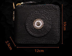 Handmade Leather Small Tooled Mens billfold Wallet Cool Chain Wallet Biker Wallet for Men - imessengerbags