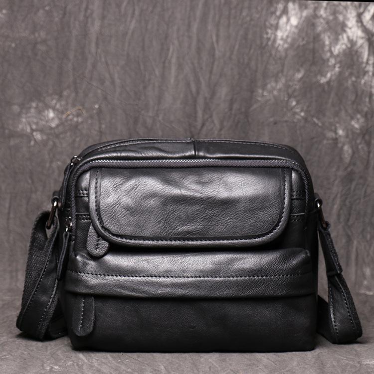 Black LEATHER MENS Small SIDE BAG COURIER BAG Black Small MESSENGER BA –  imessengerbags