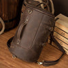 Cool Brown Mens Leather 14 inches Barrel Weekender Bag Bucket Travel Backpack for Men