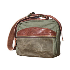 Canvas Mens Small Green Side Bag Canvas Messenger Bags Canvas Travel Courier Bag for Men - imessengerbags