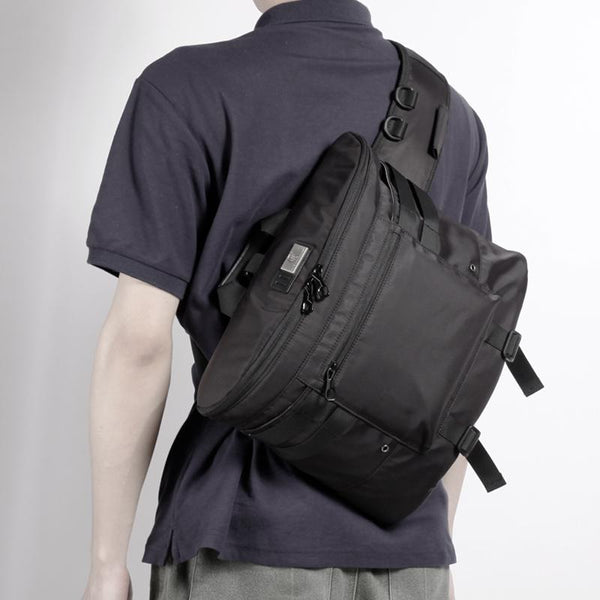 Cool Nylon Cloth Men's Black Large One Shoulder Backpack Chest Bag For Men - imessengerbags