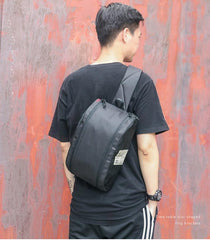 Cool Black Oxford Cloth PVC Men's Sling Bag Chest Bag One Shoulder Backpack For Men - imessengerbags