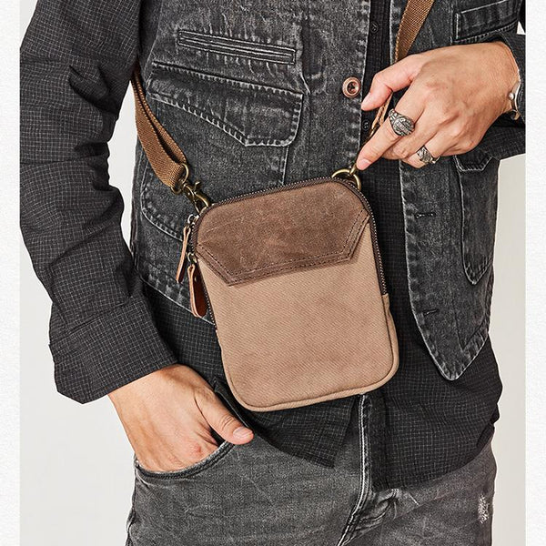 Cool Canvas Mens Mini Side Bag Small Vertical Messenger Bags Courier Bag for Men - imessengerbags