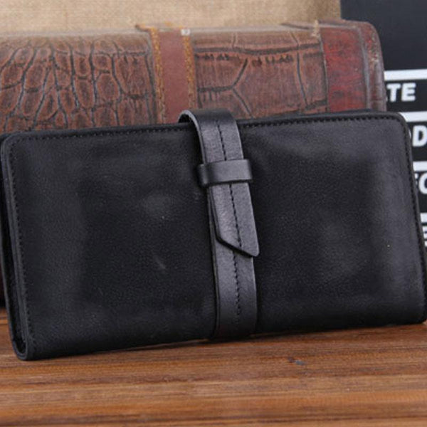 Handmade Leather Mens Cool Long Leather Wallet Clutch Wristlet Wallet for Men - imessengerbags