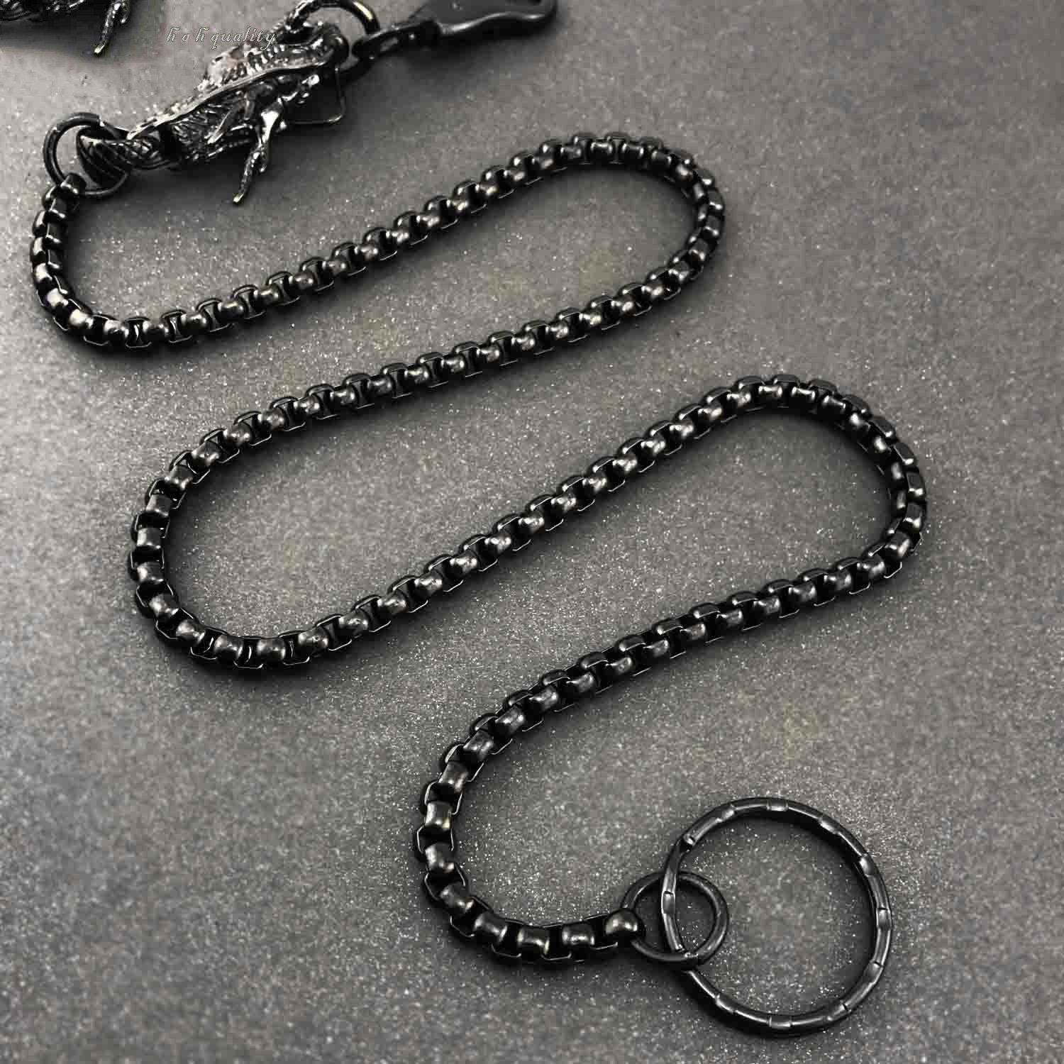 Cool STAINLESS STEEL Mens Black Wallet Chain Long Dragon Pants Chain For Men