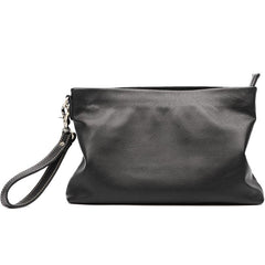 Vintage Black Soft Leather Mens Clutch Wallet Wristlet Bag Zipper Clutch Bag For Men - imessengerbags