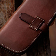 Handmade Leather Men Slim Cool Leather Wallet Long Phone Clutch Wallets for Men - imessengerbags