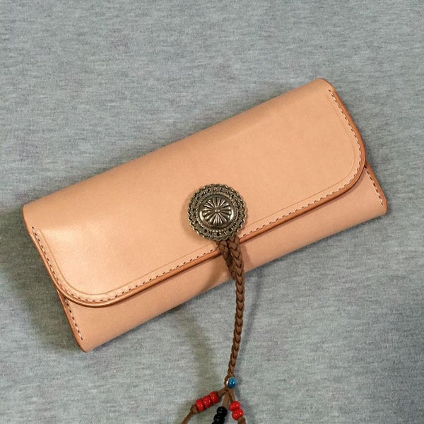 Handmade Leather Mens Clutch Wallet Cool Wallet Long Wallets for Men Women - imessengerbags