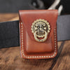 Cool Brown Leather Mens Zippo Lighter Case Holster Standard Zippo Lighter Holder with Belt Clip For Men