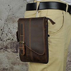 Mens Leather Small Side Bag COURIER BAGs Waist Pouch Holster Belt Case Belt Pouch for Men - imessengerbags