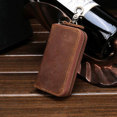 Cool Fashion Leather Men's Car Key Wallet Zipper Key Holder For Men - imessengerbags