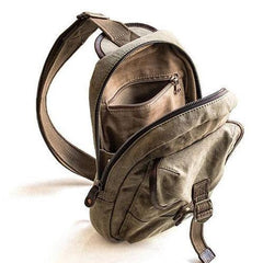 Canvas Mens Cool Chest Bag Sling Bag Crossbody Bag Travel Bag Hiking Bag for men