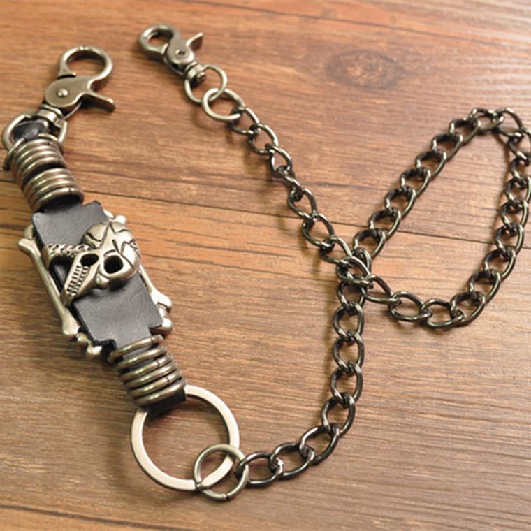 Badass Mens Skull Metal Stainless Biker Wallet Chain Pants Chain Wallet Chain For Men - imessengerbags