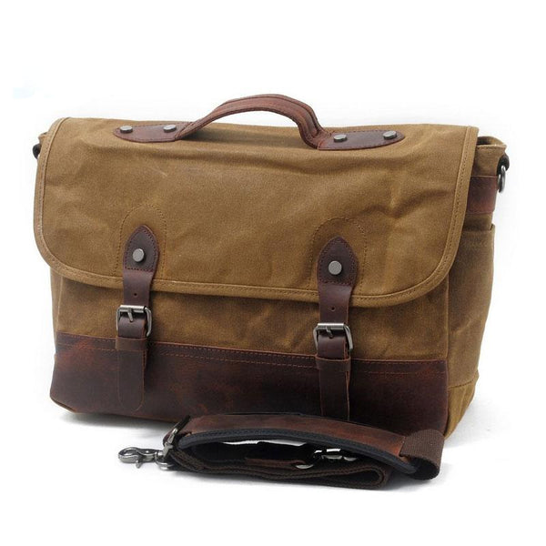 Mens Waxed Canvas Leather Messenger Bag Camera Side Bag Courier Bag for Men